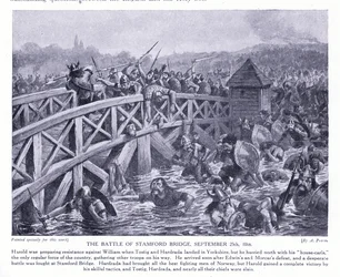 La batalla de Stamford Bridge en 1066 d. C., década de 1920